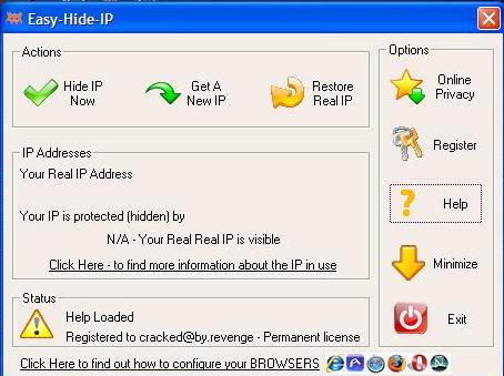 Tampilan awal Easy Hide IP